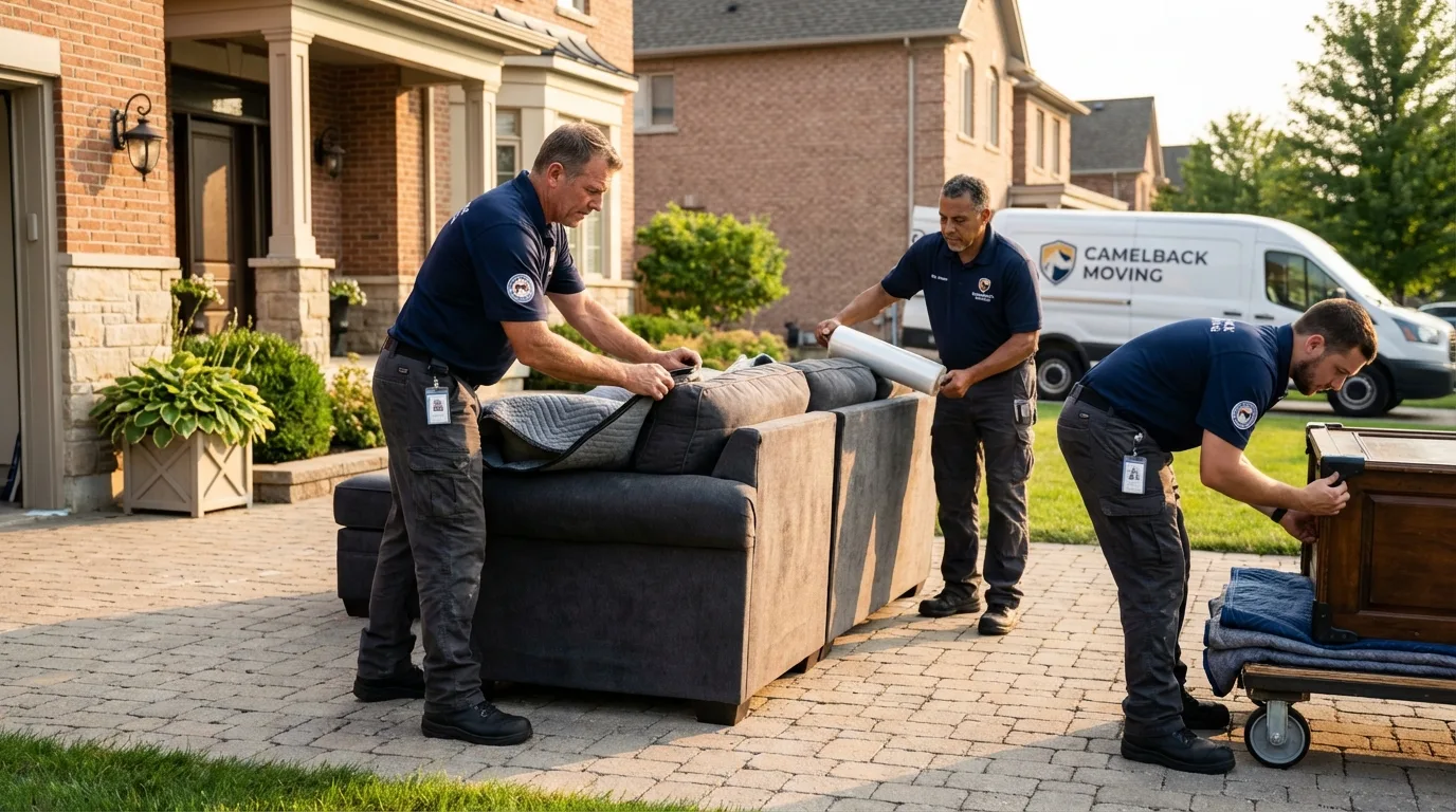 Large estate moving crew wrapping furniture in Waldo, AR