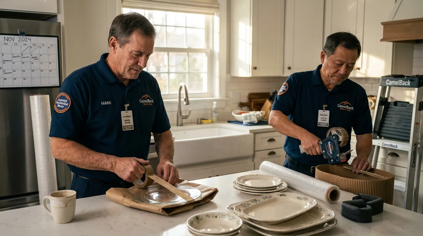 Professional crew packing kitchen dishware in Waldo, AR